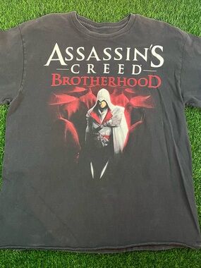 THRASHED Sunbaked 2010 Assassins Creed Video Game Promo Black T-Shirt Mens L